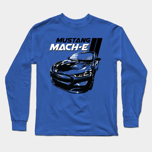 Mustang Mach-E Retro Design Long Sleeve T-Shirt by zealology